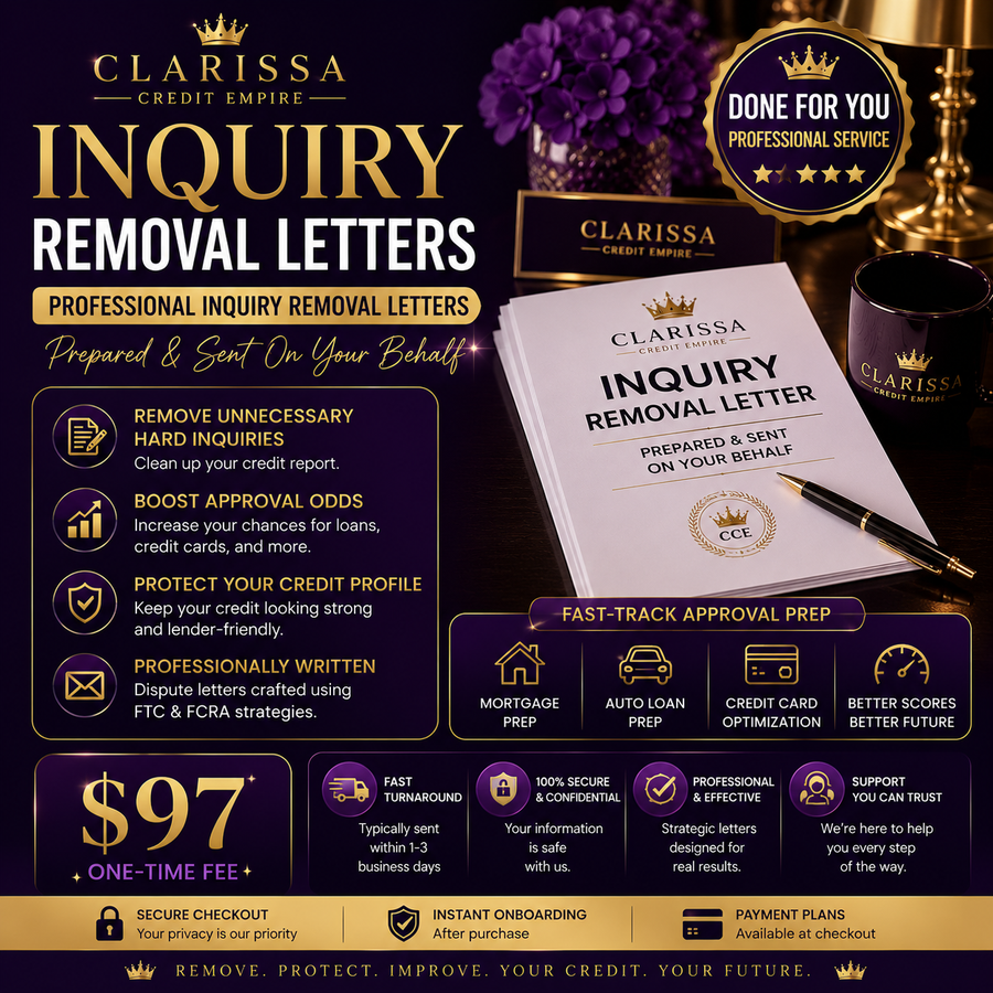 Inquiry Removal Letters – Remove Hard Inquiries Fast